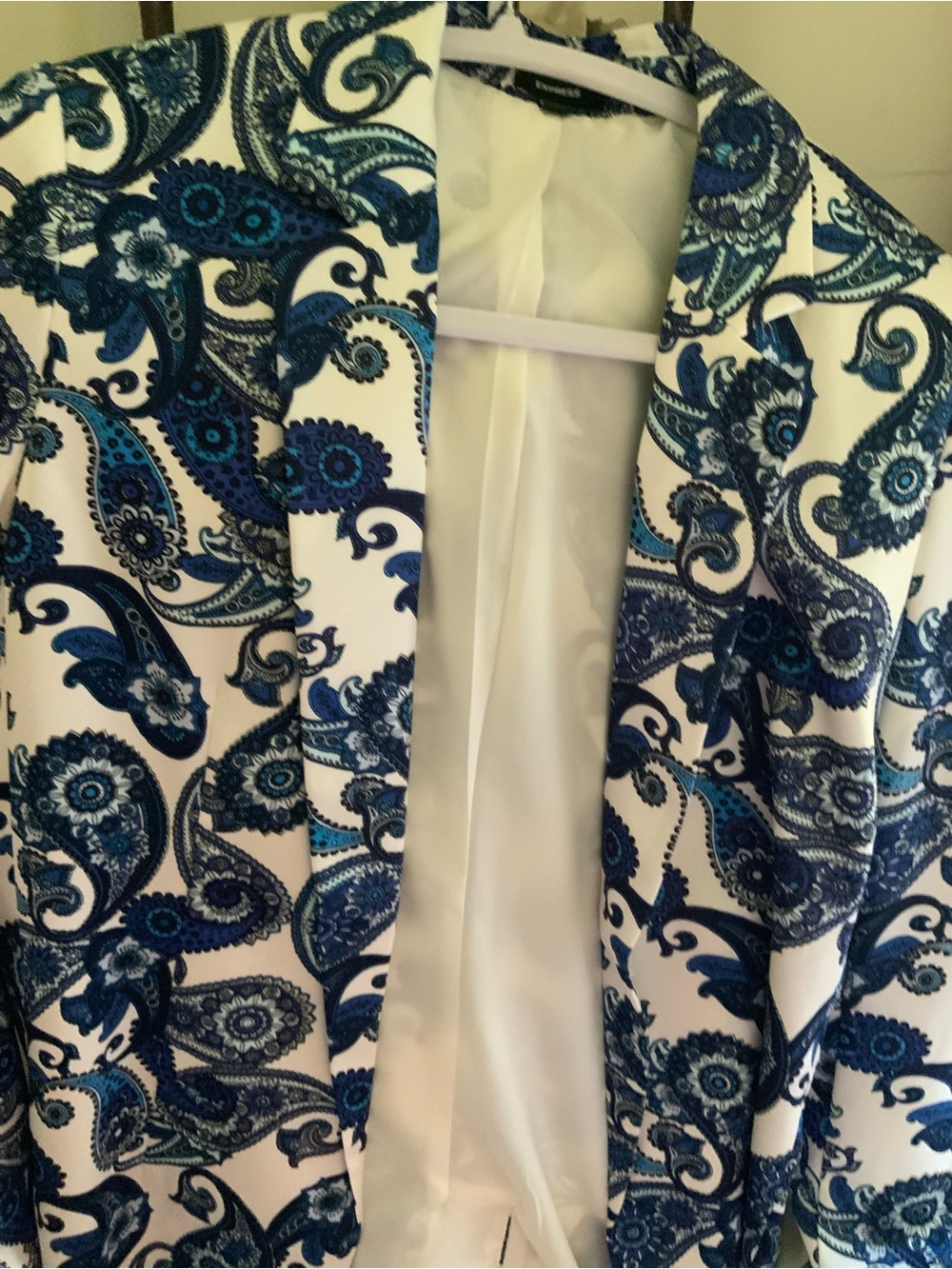 Express Womens Blue Paisley Blazer Jacket - Picture 5 of 6